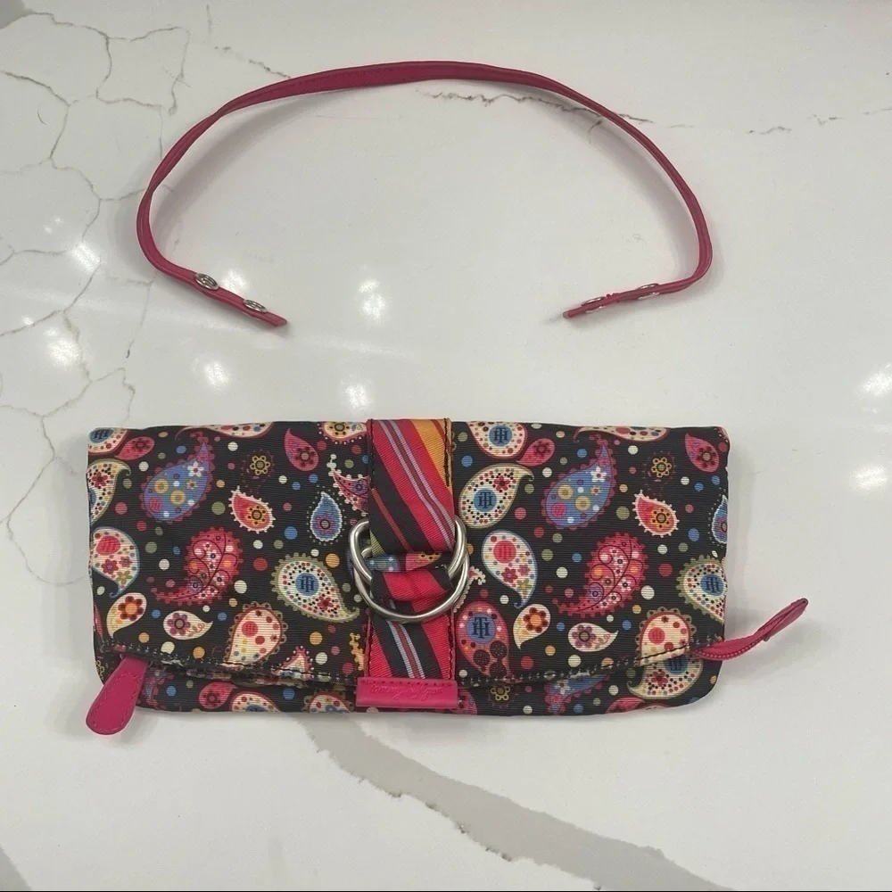 Tommy Hilfiger Convertible Clutch Colorful Removable Handle Zip Pockets Pink‍
